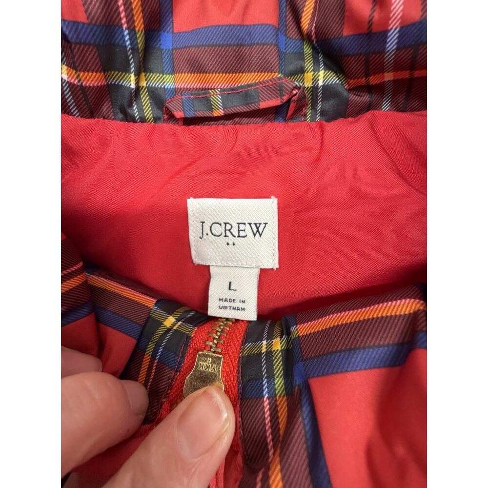 J Crew Vest Womens Large Tartan Plaid Puffer Classic Snap Pockets Red - Picture 3 of 10